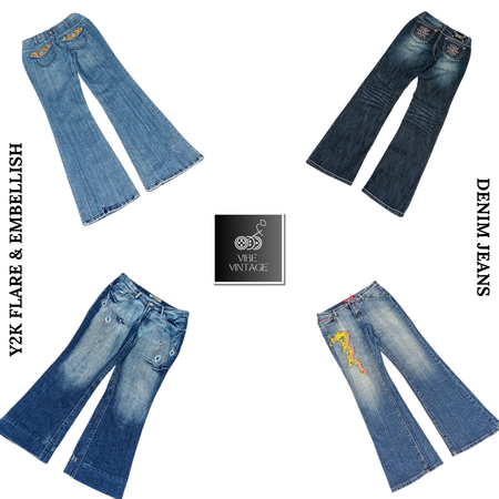 Y2K FLARE & EMBELLISH DENIM JEANS