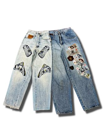 Y2K Hip Hop Japanese Embroidered Jeans (AS-12)
