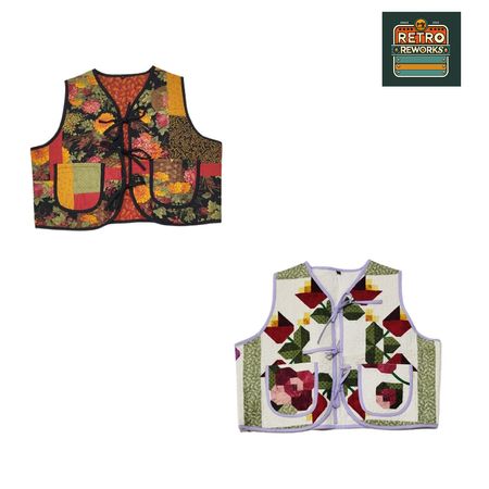 SS25 Upcycled Front Tie Quilt Gilets