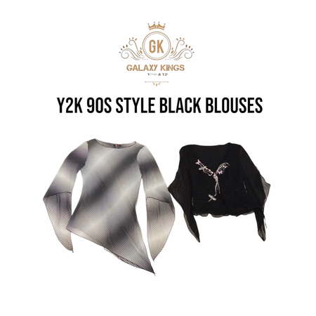 Y2k 90s Style Black long Sleeve Blouses