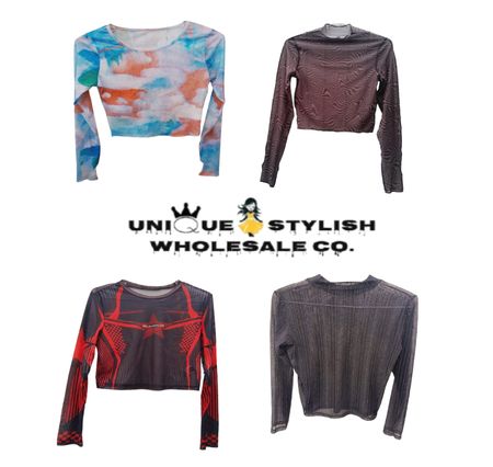 ✨ Tops de Malla Recortados y de Red Lindos | Edición de Manga Larga Y2K 💕 Caída de Invierno de Moda 🔥