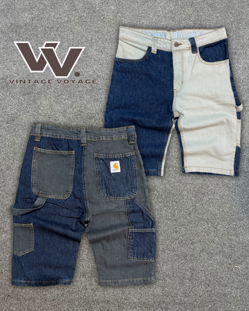 Carhartt rework style denim patchwork shorts MOQ 20pcs#21425