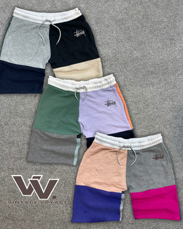 Stussy rework style fleece patchwork shorts MOQ 30pcs #21425
