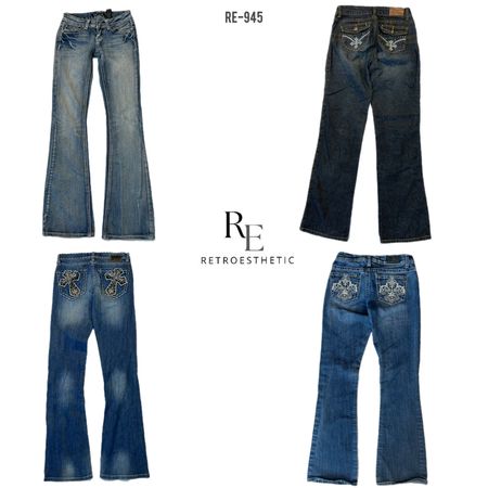 Y2K IT Girl Embroidered Denim Jeans (RE-945)