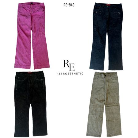 Y2K Flared Unique Corduroy Pants (RE-949)