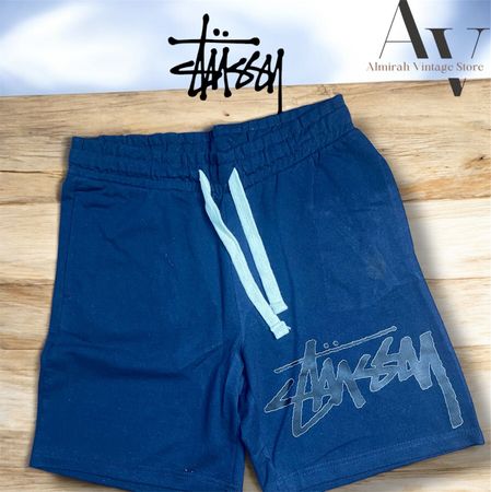 Shorts bleus style rework Stussy
