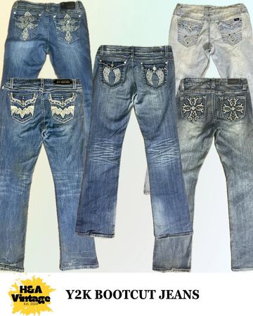 Y2K EMBROIDERED OR EMBELLISHED BOOTCUT JEANS  15 Pcs