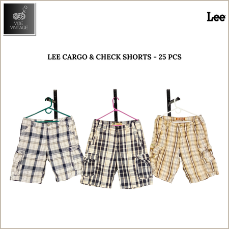 LEE CARGO & COTTON CHECK SHORTS - 25 PCS