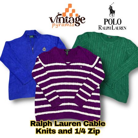 VP164 Ralph Lauren Pulls en maille torsadée et pull à zip 1/4