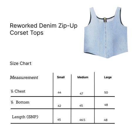 SS25 Upcycled Denim Reißverschluss-Corsett-Tops