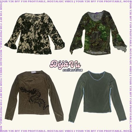 Y2K Earthy Tone European Mesh Tops (DVC#3)