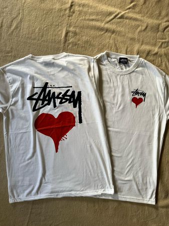 T-shirts blancs en cœur retravaillés Stussy 20 pièces