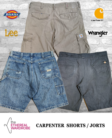 Workwear Carpenter Shorts / Jorts 10pcs including Carhartt, Dickies, Wrangler and other brands (RN: 1202)