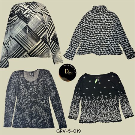 Vintage Y2K Black & White Graphic Tops (GRV-5-019)