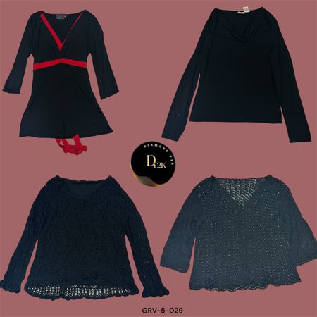 Y2K Minimalist Black Long Sleeve Blouse (GRV-5-029)