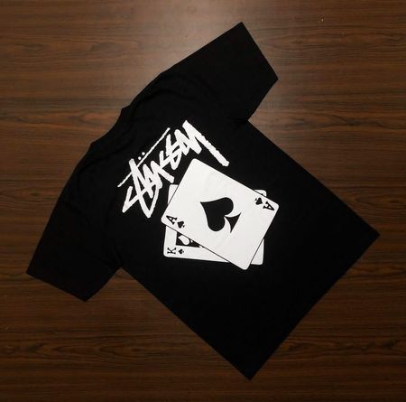 Stussy Rework Style Cartes T-shirts Noirs 20 pcs