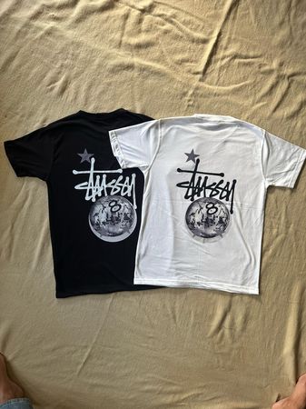 T-shirts Stussy Rework Style Noir et Blanc 8Ball Star 20 pcs