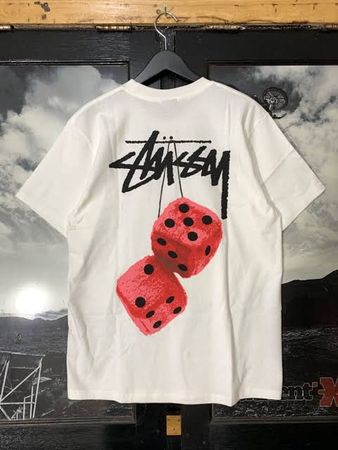 Stussy Rework Style Red Dice White Tees 20 pcs