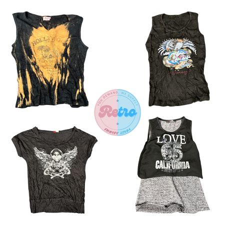 Y2K Dark Oynx Inspirado en Mujeres Tops: 10 Pcs