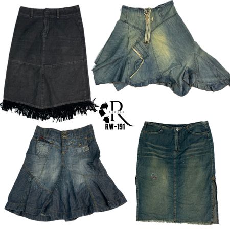 Y2K Britney Era Denim Midi Skirts(RW-191)