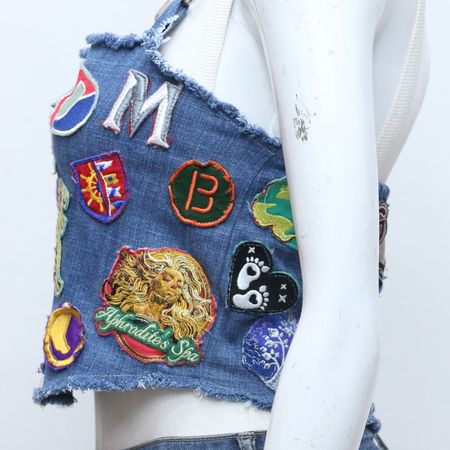 CV0090 Upcycled Denim Patch Blouse - 20 Pcs