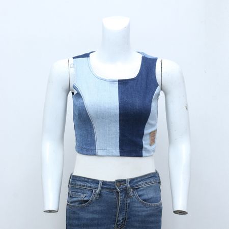 CV0091 Upcycled Denim Two Tone Vest - 20 Pcs