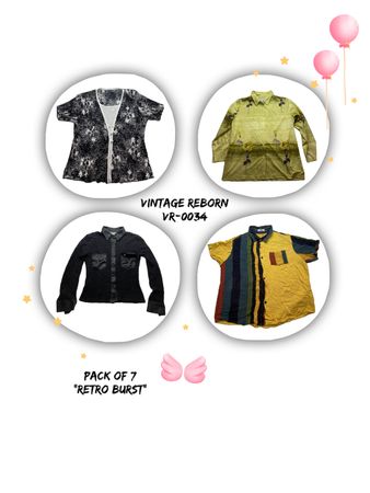 Kuratiertes Vintage-Oberteil & Cardigan-Set: Das 'Retro Burst' Paket mit 7 Teilen" vr-0034