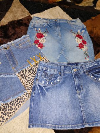 Mini denim skirts