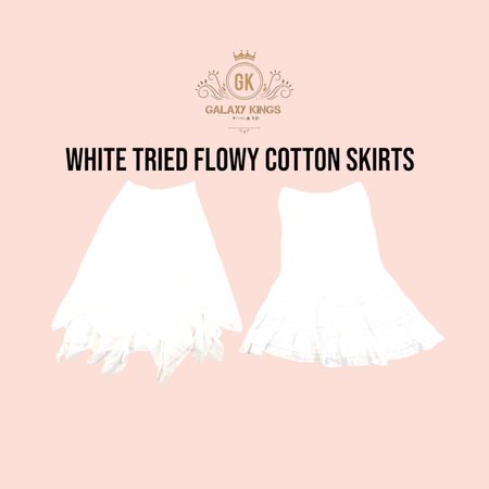 Y2k white Tried Flowy Cotton Skirts