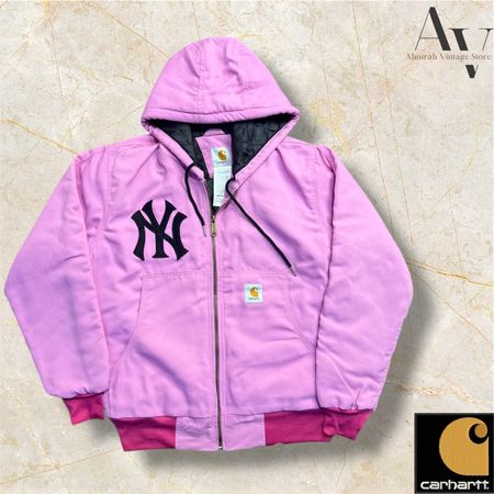 Carhartt X Yankees rework style pink hoodie Jacket