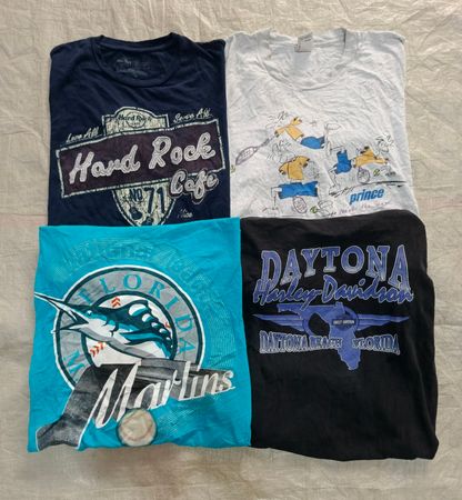 t-shirts à coutures simples, Harley Davidson et Hard Rock Café