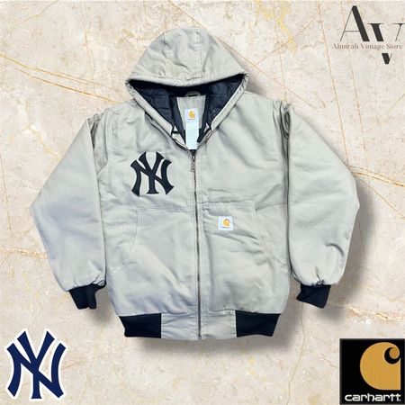 Hoodie gris reworked Carhartt X Yankees