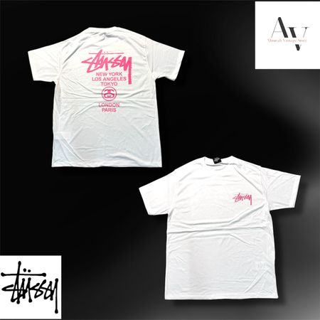 T-shirts blancs de tournée mondiale revisités par Stussy