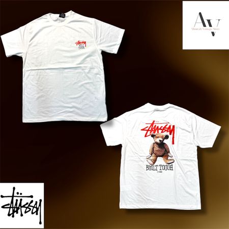 Stussy überarbeiteter Stil Teddy Bär weiße T-Shirts