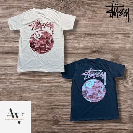 Stussy rework style 8ball kisses white and black tee
