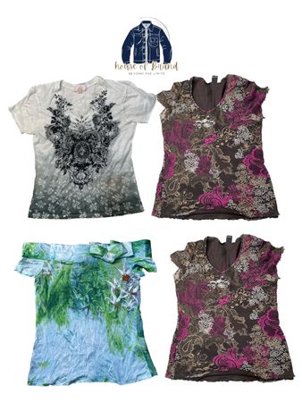 Top in rete stampato e poliestere in stile Y2K