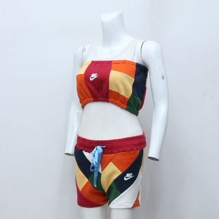 CR61 Upcycled Box Patch Shorts & Elastic Top Set