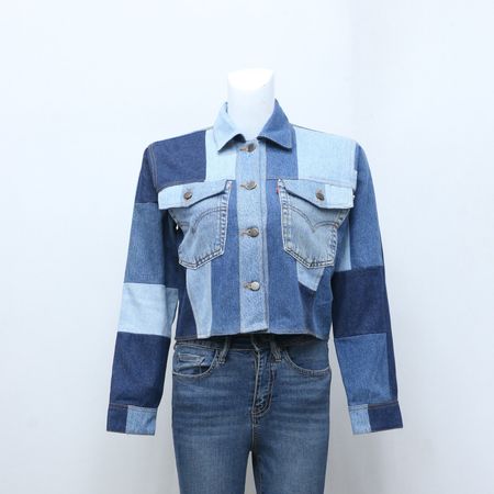 CR-95 Upcycled Levi's Cropped Patchwork Denim Jacket