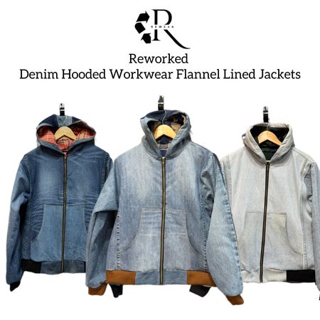 Upcycled Denim WorkWear Hoodie With Flannel Linings (REP)