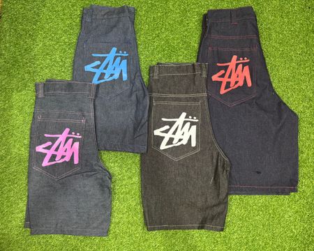 Stussy rework style denim shorts