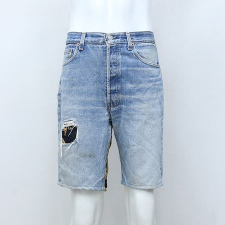 CR-118 Upcycled Tapestry Patch Denim Shorts