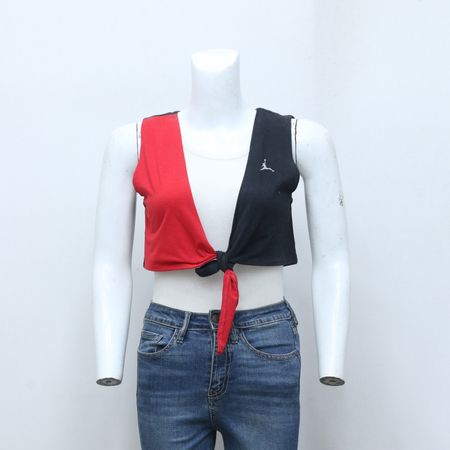CR-121 Upcycled Damen Urban Style Marken Knoten-Cropped Top