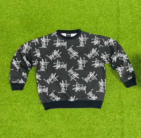 Rework style printed stussy crew neck sweatshirts