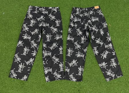 Rework style printed stussy workwear pants