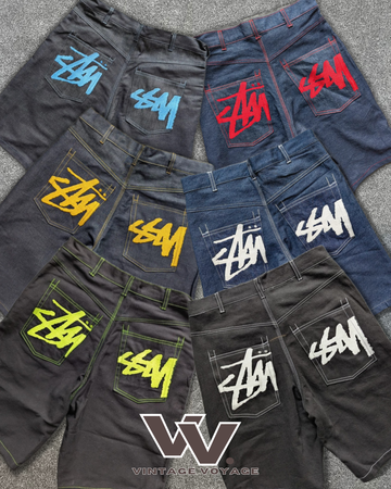 Shorts de denim estilo rework Stüssy #16625