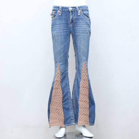 Jeans Flare Donna Upcycled CR137 Con Fondo Puncho