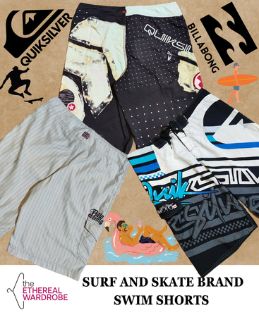Swim Shorts of Surf Wear and Skateboard Brand Including QuikSilver and BillaBong Bundle of 10 pcs (RN#1245)