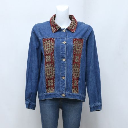 CR-142 Upcycled Tapestry Patch Denim Jacket