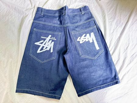 Rework Style Stussy Blue Denim Short (white stitch)