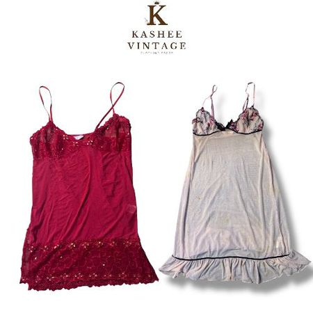 Y2k and modern slip dress and lingerie